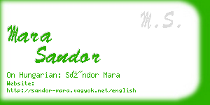 mara sandor business card